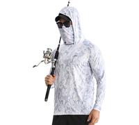 6-i-1 Professioal Upf50 Fishig Clothig, Su Protectio Fishig Shirt pour Me Log Sleeve Camo Hoo, F, M