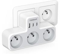 6 In 1 French Wall Power Strip 3 Ac Output And 3 Usb Ports, Multiple Electrics 4000W, Triple Socket Suitable For Home And Office, Phone, Pad Compatible