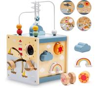 6 in 1 Montessori Activity Cube,Sensory Play for Babies,Wooden Educational Toy for Kids,Gift for Boys and Girls