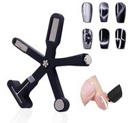 6 in 1 Nail Magnet for Nail Polish Gel, Cat Eye Magnet Set, Multifunctional Cat Eye Gel Nail Polish Magnet with Silicone Protective Case,Nail Art DIY Design Tools for Home, Salon (Black)