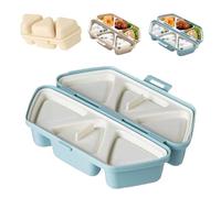 6 in 1 Onigiri Mold, Large Silicone Triangle Rice Ball Molds, Quick to Make Sushi Press Mold, Once Shaping Make 6PCS Seaweed Rice Ball, Easy to Store Carry, Meal Prep Lunch, Family Cooking(Blue)
