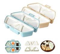 6 in 1 Onigiri Mold, Triangle Rice Mold, Quick-Press Bento Maker, Once Quickly Make 6PCS Sushi, for Sushi & Musubi (beige+blue)