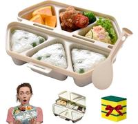 6 in 1 Onigiri Mold, Triangle Sushi Molds, Non-Stick Triangle Onigiri Tool, 6 in 1 Sushi Maker Box, Foldable Design and Non-Stick for Picnic & Daily Storing Sushi and Making-1pcs-Beige