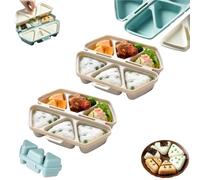 6 in 1 Onigiris Mold,Triangle Sushi Mold,Quick to Make 6pcs Rice Ball Molds,Easy to Store Carry and Clean,Foldable Design for Picnic & Daily Storing Sushi and Making (Beige+Beige)