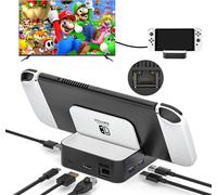 6-in-1 Portable Charging Dock Switch for Nintendo Switch/Switch OLED with HDMI2.0,LAN,Type-C and 3 USB Ports,Supports Youtube on TV