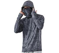 6-in-1 Professional UPF50+ Fishing Clothing, Men's Sun Protection Hoodie Shirt Fishing Outdoor UV SPF UPF 50+ (Dark Gray,L)