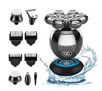 6 in 1 Rasoirs Electriques à Têtes Rotatives, 7D Tondeuse Cheveux Hommes, avec base de chargement sans fil et tondeuse nez Ave écran LED et Sec et Humide Portables