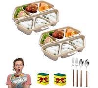 6 in 1 Rice Ball Mold, Triangle Rice Ball Molds, Foldable Multifunctional Triangle Rice Ball Mold, for Making and Storing Sushi, Quick to Make，Easy to Store Carry and Clean (2, Beige)