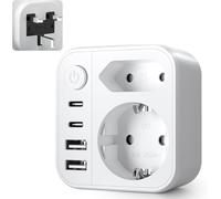 6 in 1 UK Plug Adapter,UK Plug Adapter,UK Plug French Adapter with 2 USB A,2 Type C,2 Plug,Type G for UK/Ireland/Malaysia/Maldives
