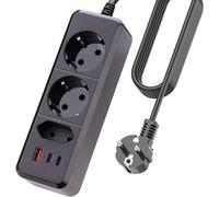 6 In 1 Usb Extension Cord, Usb C Surge Arrester Power Strip Small Power Strip Wall Mount For Home Office College Dorm Essentials, 1.5M Power Cable