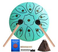 6 Inch 11 Note Steel Drum for Kids with Carry Bag, Mallets, Music Book & Finger Picks, C Tone Calming Steel Drum for Beginner Handpan (Lake Blue)