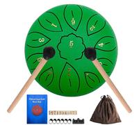 6 Inch 11 Note Steel Drum for Kids with Carry Bag, Mallets, Music Book & Finger Picks, C Tone Calming Steel Drum for Beginner Handpan (Green)