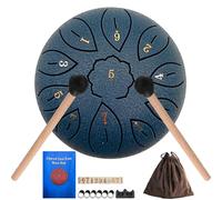 6 Inch 11 Note Steel Drum for Kids with Carry Bag, Mallets, Music Book & Finger Picks, C Tone Calming Steel Drum for Beginner Handpan (Navy Blue)