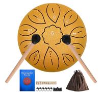 6 Inch 11 Note Steel Drum for Kids with Carry Bag, Mallets, Music Book & Finger Picks, C Tone Calming Steel Drum for Beginner Handpan (Gold)