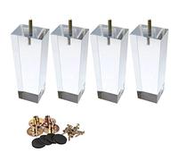 6 Inch Pieds De Lit, La Vane 4 Pièces Pieds De Table De Meuble Remplacement En Acrylique Transparent Avec Vis & Protecture De Plancher Pour DIY Meuble Sofa Fauteuil Canapé Chaise Bureau Armoire Carré