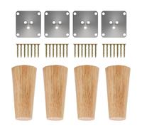 6 inch Pieds De Meuble Bois,Pieds Coniques, 4 Pièces Pieds De Table en Bois Naturel Rond avec Vis pour DIY Meuble Sofa Fauteuil Canapé Lit Chaise Placards,Table De Nuit, Armoire, Tiroir etc(15cm)