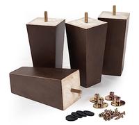 6 Inch Pieds De Meuble En Bois Naturel, La Vane 4 Pièces Pieds De Table Droit Carré Avec 5/16" 8mm Boulon Pré-percé & Vis & Protecture De Plancher Pour DIY Meuble Sofa Fauteuil Canapé Lit Noyer