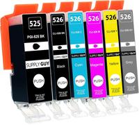 6 Ink Cartridges with Chip Compatible with Canon PGI-525 / CLI-526 for Canon Pixma MG6150 MG6200 MG6250 MG8150 MG8200 MG8240 MG8250