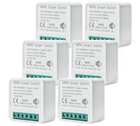 Lot de 6 modules d'interrupteur intelligent 2 voies : mini interrupteur Wi-Fi DIY s'adapte derrière l'interrupteur mural, module d'interrupteur intelligent compatible avec l'application Tuya, Alexa et