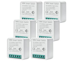 6 interrupteurs d'éclairage intelligents, module 2 voies : mini interrupteur Wi-Fi, adapté derrière l'interrupteur mural, interrupteur d'éclairage intelligent, module compatible avec l'application