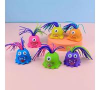 6 Jouet De Traction De Cheveux, Les Cheveux Crient Petit Monstre, Jouet De Traction De Cheveux, Petit Animal Tire des Cris De Cheveux, Jouets De Monstre Hurlant, Jouets De Stress Sensoriel