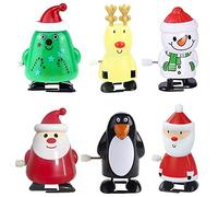 6 Jouets de Noël à Remonter, Jouet à Remonter, Pingouin Renne Arbre de Noël, Petits Cadeaux Calendrier Avent, Bonhomme de Neige Père Noël Jouet à remonter, Cadeau de Noël Amusant pour bébé et Enfant