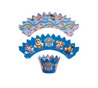 dekora - Kit déco cupcakes Pat’ Patrouille sous licence officielle : toppers papier + 6 manchons type caissettes muffins en carton, double face réversible, réutilisable, non comestible (sans cuisson)