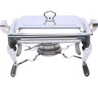 6 L Chafing Dish Buffet Réchauffeur d'aliments Acier inoxydable avec couvercle Récipient chauffant Argent