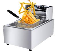 6 L Friteuse électrique, friteuse inox, 2500W, Friteuse grande capacité, friteuse professionnelle 1 bacs avec régulateur de température friteuse electrique avec huile 60℃-200℃