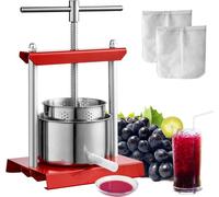 6 L Presse-fruits Presse-pommes avec poignée en T - Presse-fruits 18 x 15 cm - Centrifugeuse manuelle pour fruits - Presse mécanique en acier inoxydable - Jus de fruits purée - Convient pour les fruit