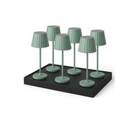 Lumisky Lot de 6 Lampe de table sans fil LED blanc chaud dimmable ABBY OLIVE H29cm Vert Olive avec plateau de chargement