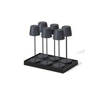 6 Lampes de table KELLY Gris H38cm + base de chargement