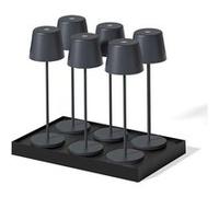 6 Lampes de table KELLY Gris H38cm + base de chargement G