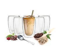 6 Latte en verre Verres Double Paroi Cappuccino 200 ml Verres à thé Set de verres en verre thermique