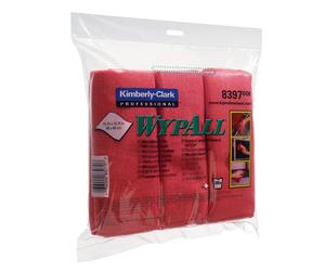 6 lavettes microfibres Wypall Kimberly-Clark rouge