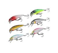 6 leurres de pêche, appâts durs, crankbait pour Bar avec Yeux 3D, leurres Minnow réaliste avec hameçon Triple, pour la pêche en Eau Douce et en mer, Profil aérodynamique, coulant