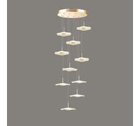 6 Lights Entryway Flower LED Chandelier Foyer Staircase High Ceiling Vintage Gold Pendant Light Fixture for Bedroom Dining Room Kitchen Island