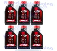 6 Litres Huile Moteur MOTUL 4100 Syn Nergy 15W40 Acea A3 B4 Api Sp Semi Optique
