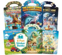 6 Livres Gommettes Enfants 2 Ans, Stickers Repositionnables 3D, Dinosaure Animaux Ferme Océan Espace Voiture, Activité Manuelle Cadeau Garçon Fille 3 Ans