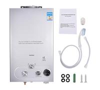 6-LPG Chauffe-eau instantané à gaz 32 kW GPL propane Chauffe-eau instantané Super faible pression de démarrage 0,5 bar Pour douche et utilisation quotidienne Excursions en camping Argent
