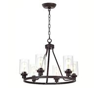 6 lumières Cound Chandelier Brackaged Island Lighting Dining Room Assaleur Assemblées Pendantes en Verre Suspendu Chambre à Coucher pour la Cuisine, Noir