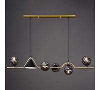 6 lumières suspendues avec Verre à Balle Mate, Lustre Spoutnik du Globe Moderne pour îlot de Cuisine, Lampe Plafond Suspendue réglable pour Salle à Manger-Or 37x8 (95x20cm)