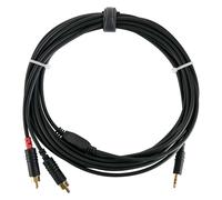 Pronomic Stage J3RC-6m Câble audio (3,5 mm stereo jack vers Cinch, pour DJ, studio et PA, connecteurs dorés, longueur : 6 m) noir