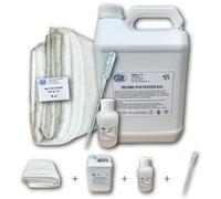 6 m² Tissu de verre 300 gr/m² + 5 Kg Résine Polyester iso + Catalyseur + Pipette dosage.