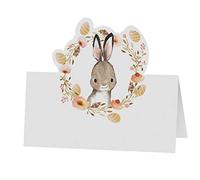 6 Marque-Places Carton Lapin PÂQUES 8X8CM Blanc