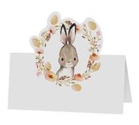 6 Marque-Places Carton Lapin PÂQUES 8X8CM Blanc