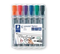 Marqueur permanent Staedtler Lumocolor 356 pointe ogive 2 mm - Pochette de 6 couleurs assorties