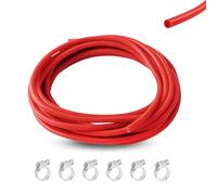 6 Mètres Tuyau Silicone ID 4 mm, OD 8 mm, Durite Silicone avec 6 Colliers de Serrage,Tuyau sous Vide pour Voiture, Durite Depression Turbo pour Voiture Haute Température(Rouge)