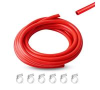 6 Mètres Tuyau Silicone ID 8 mm, OD 14 mm, Durite Silicone avec 6 Colliers de Serrage,Tuyau sous Vide pour Voiture, Durite Depression Turbo pour Voiture Haute Température(Rouge)