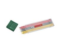 Bosch Set de 6 mines graphites multicolores – 2 rouges, 2 jaunes, 2 HB, 2,8 mm, étui